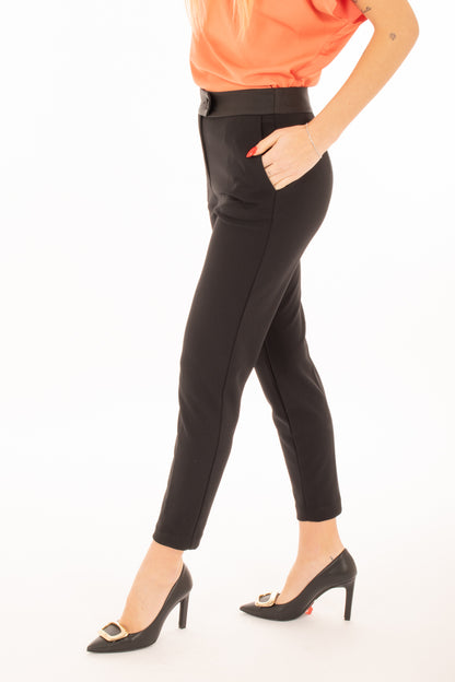 Pantalone sigaretta cinta raso Imperial - Nero