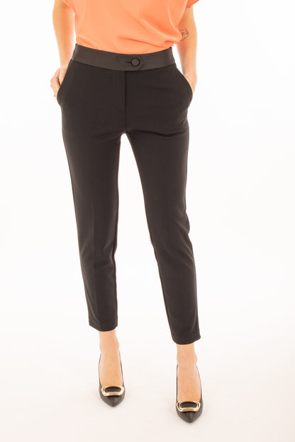 Pantalone sigaretta cinta raso Imperial - Nero