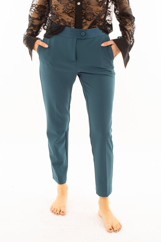Pantalone sigaretta cinta raso Imperial - Blu Stellar