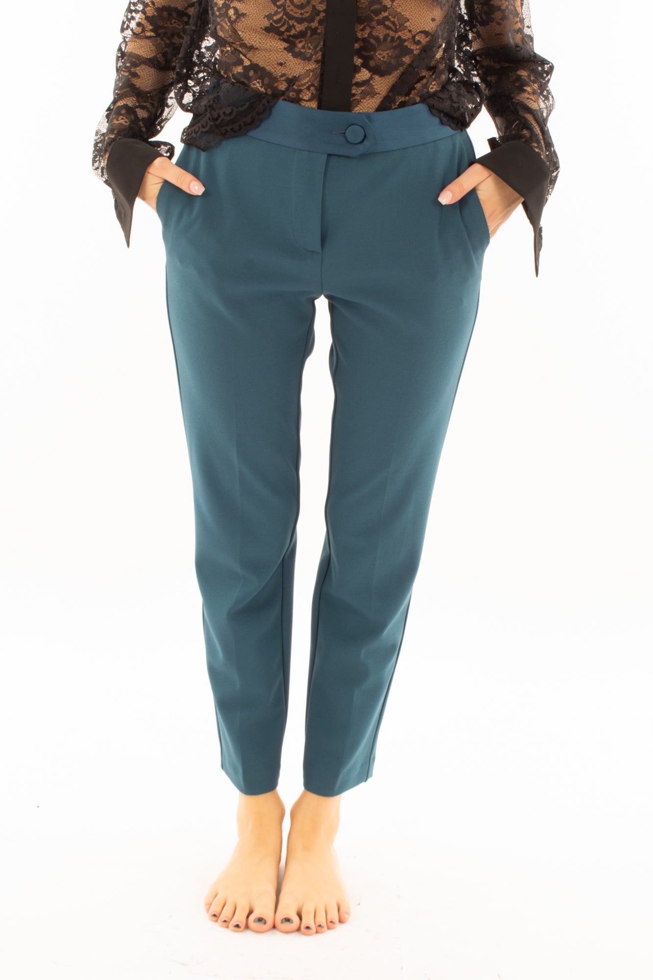 Pantalone sigaretta cinta raso Imperial - Blu Stellar