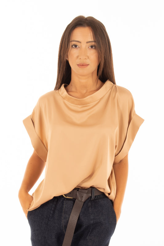 Blusa collo a barca Imperial-Beige