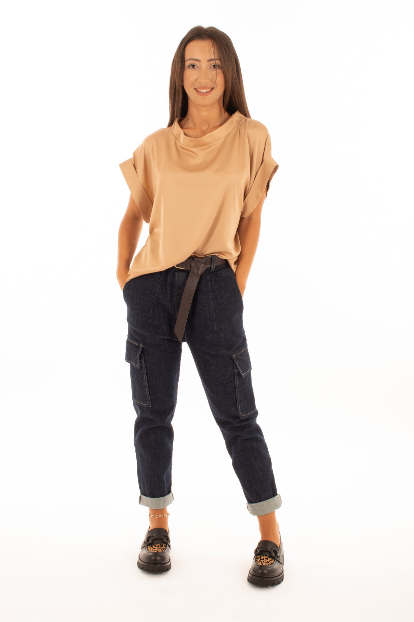 Blusa collo a barca Imperial-Beige