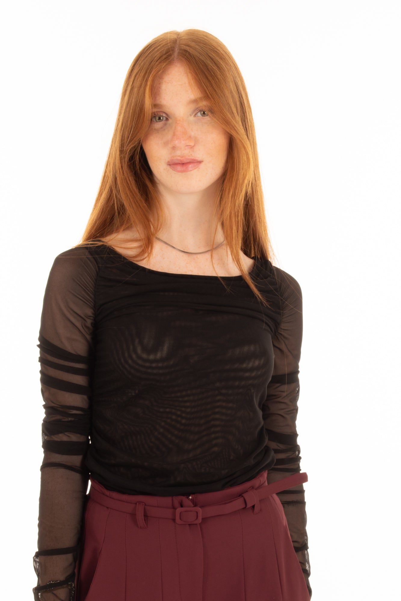 Maglia in tulle arricciata Imperial - nero