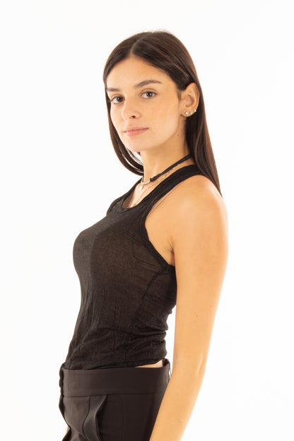 Canottiera in lurex King kong - Nero