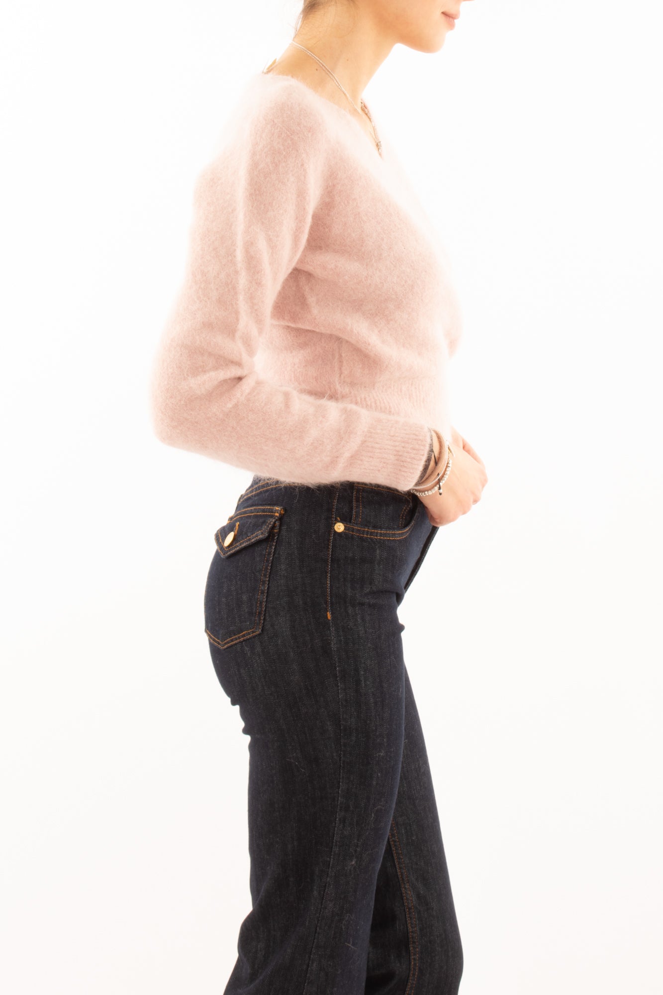 Maglione incrociato misto alpaca King kong - Cipria