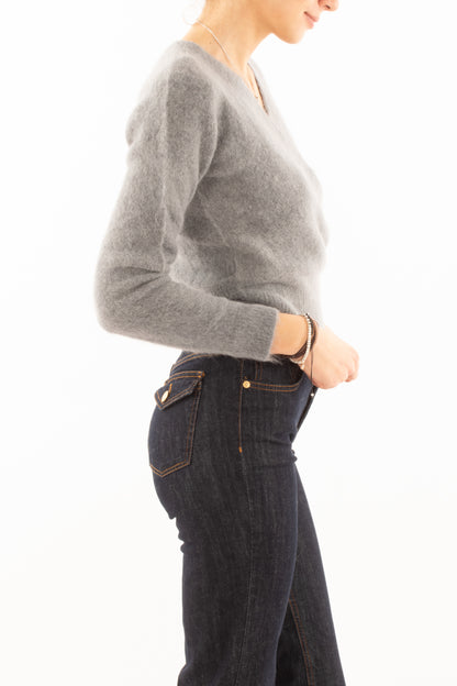 Maglione incrociato misto alpaca King kong - Grigio