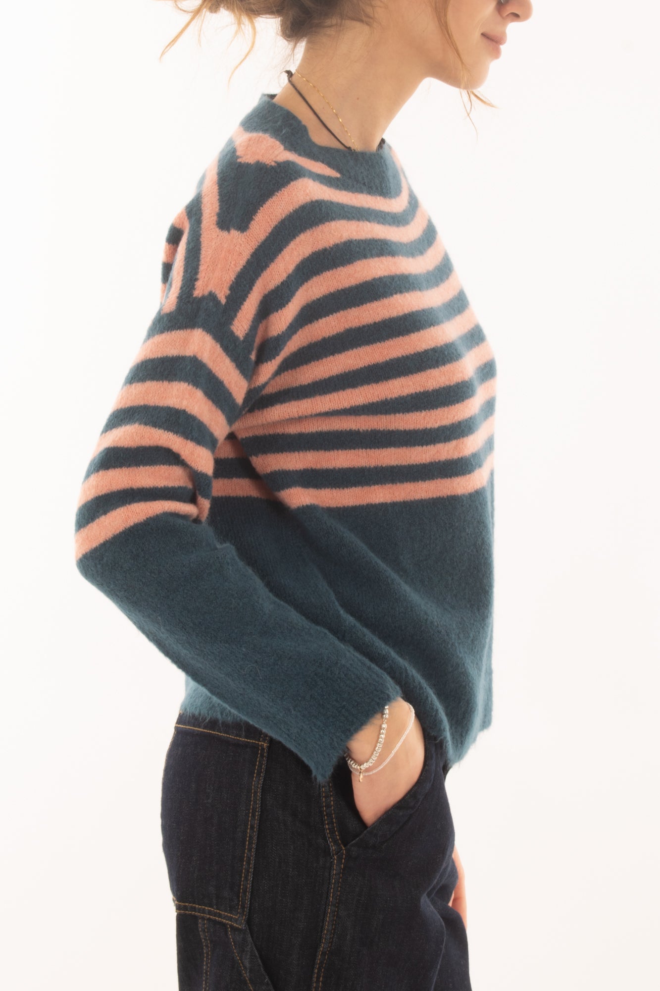 Maglione da donna rigato Metoo - Rosa