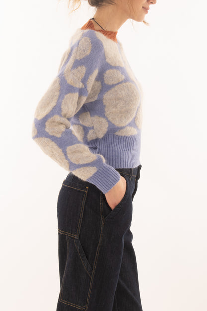 maglione da donna corto con sfere Metto - Celeste