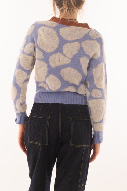 maglione da donna corto con sfere Metto - Celeste