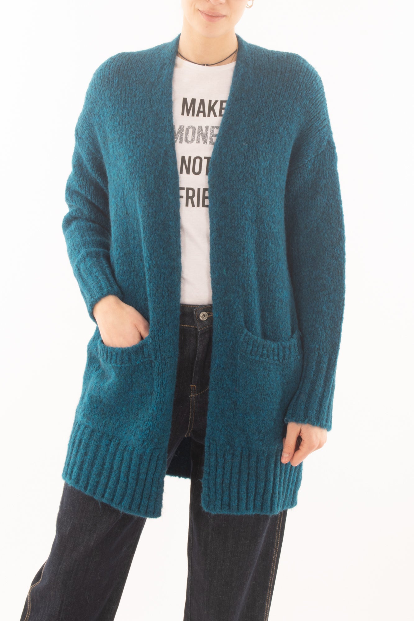 Cardigan da donna lungo aperto Metoo - Ottanio