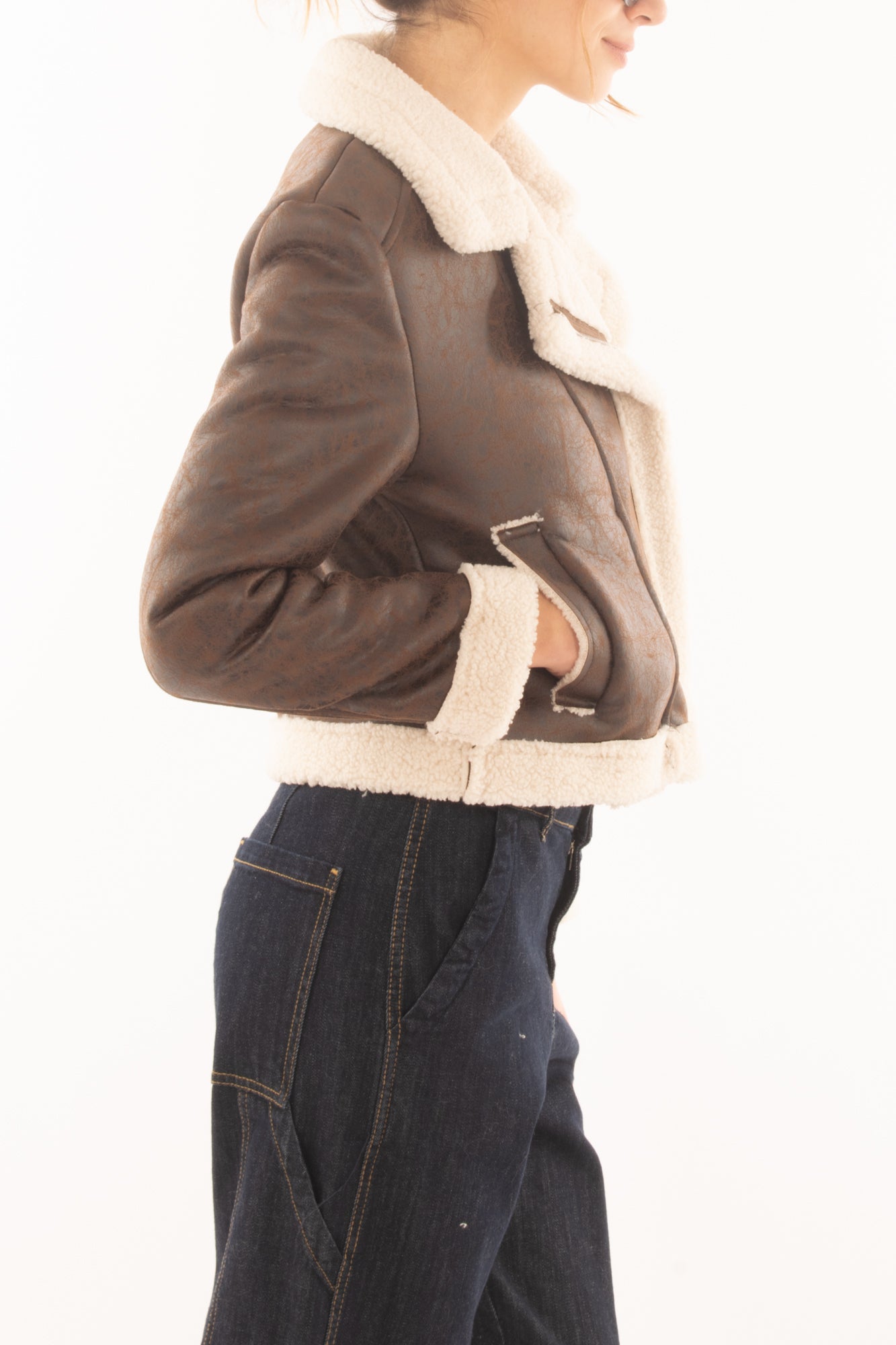 Montone a chiodo Miamata Marrone