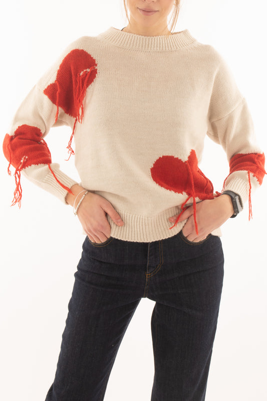 Maglione con cuori da Donna Miamata - Burro