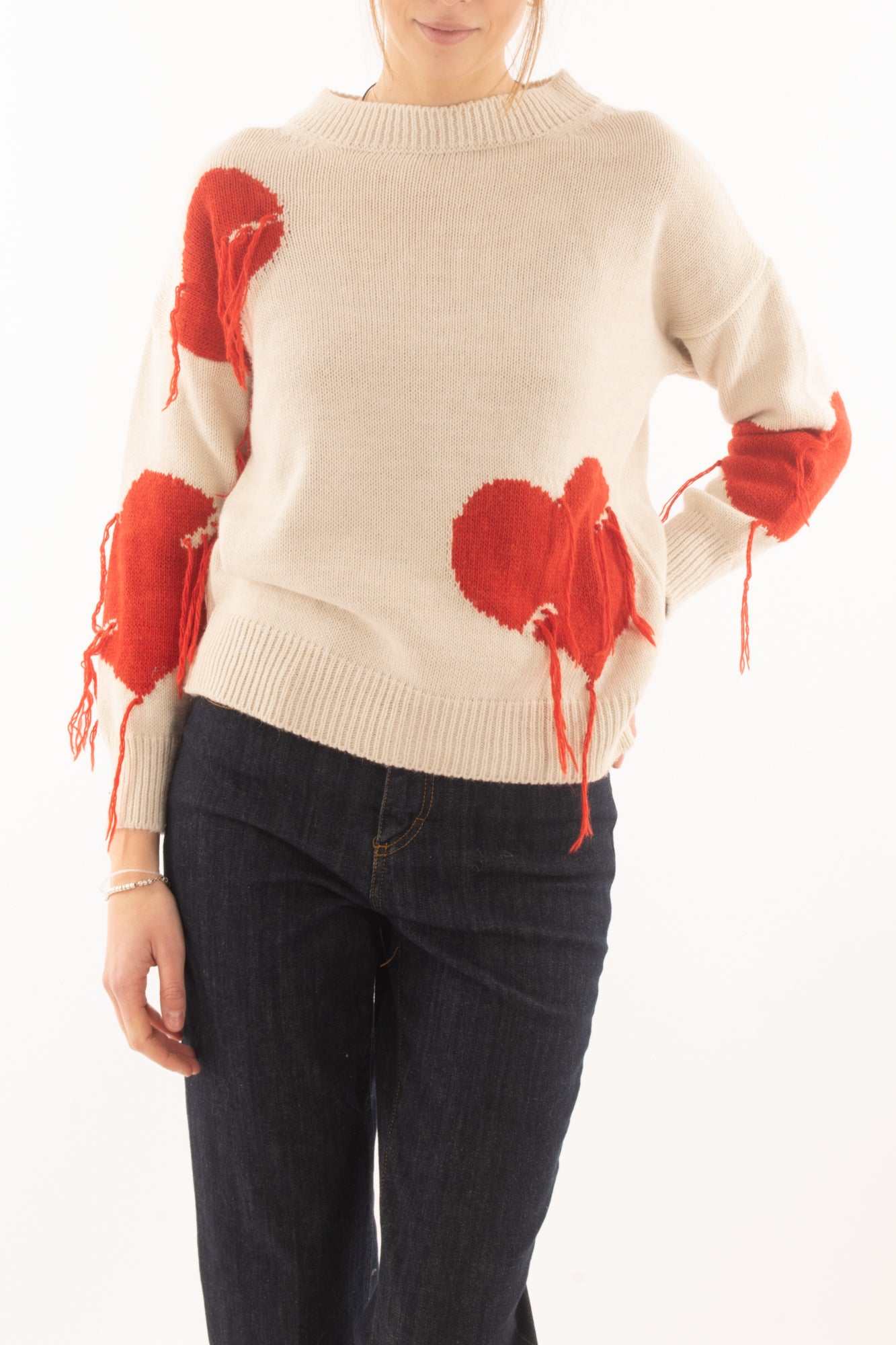 Maglione con cuori da Donna Miamata - Burro