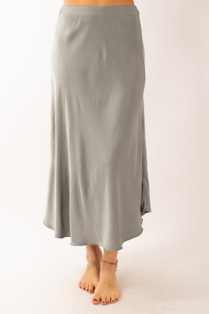 Gonna in satin Miamata - Piombo