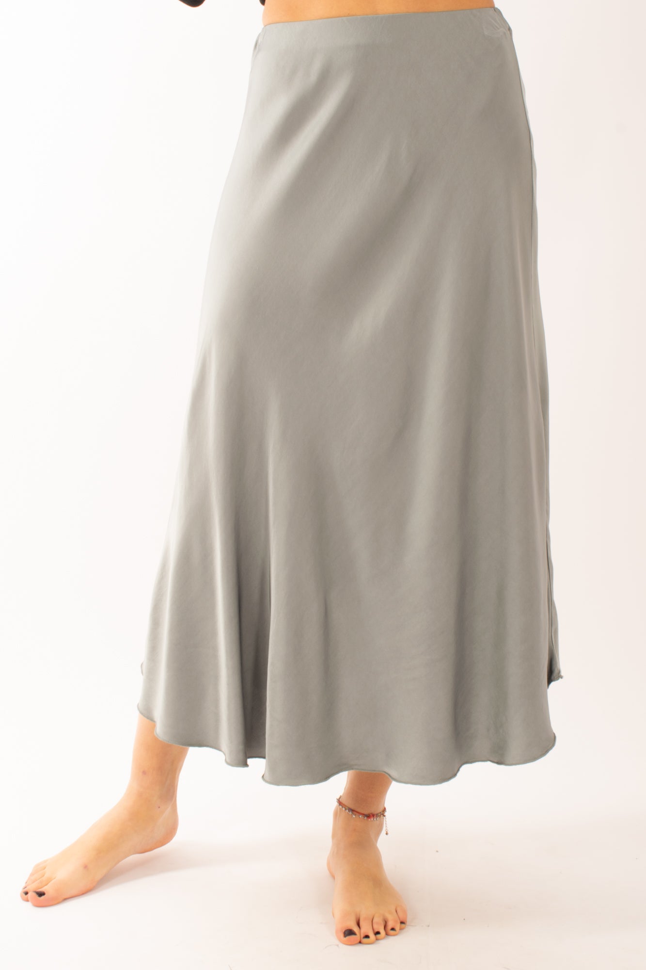 Gonna in satin Miamata - Piombo