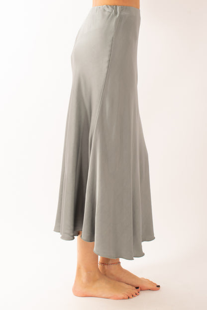 Gonna in satin Miamata - Piombo