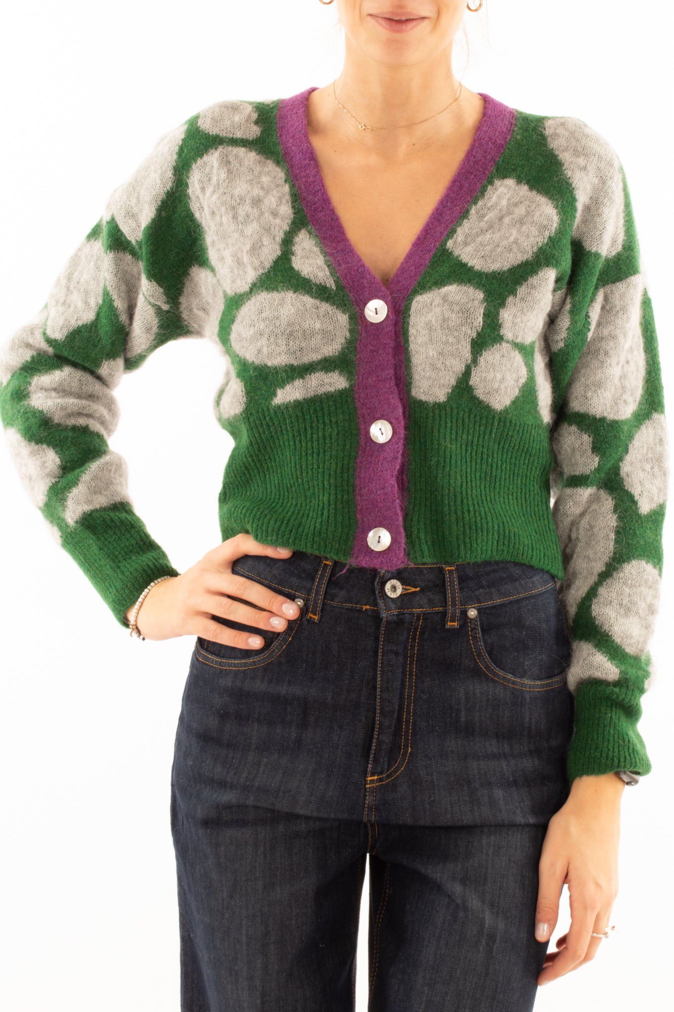 Cardigan fantasia Miamata - Verde