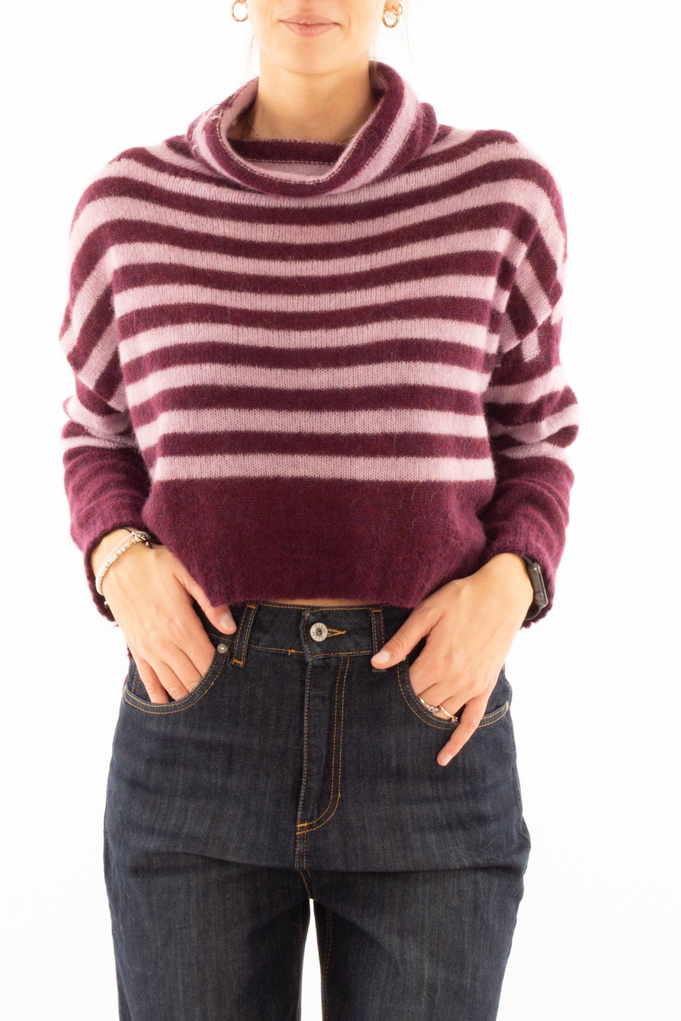 Maglione rigato Miamata - Viola