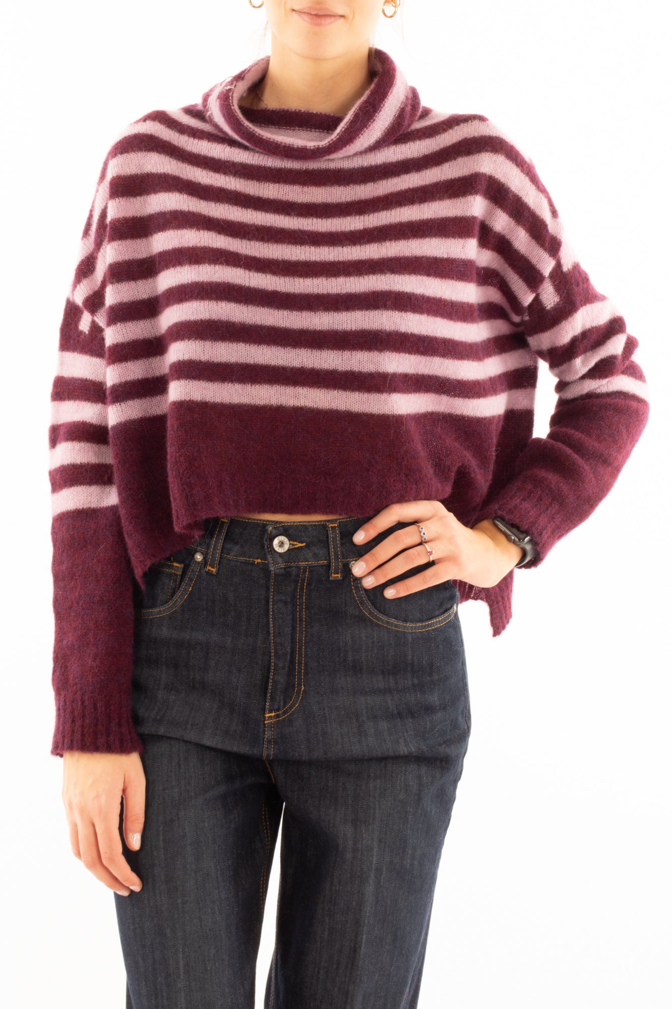 Maglione rigato Miamata - Viola