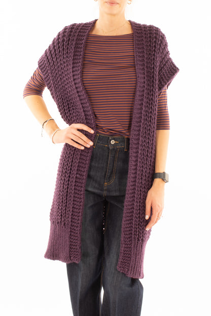 Cardigan lungo aperto Miamata - Viola