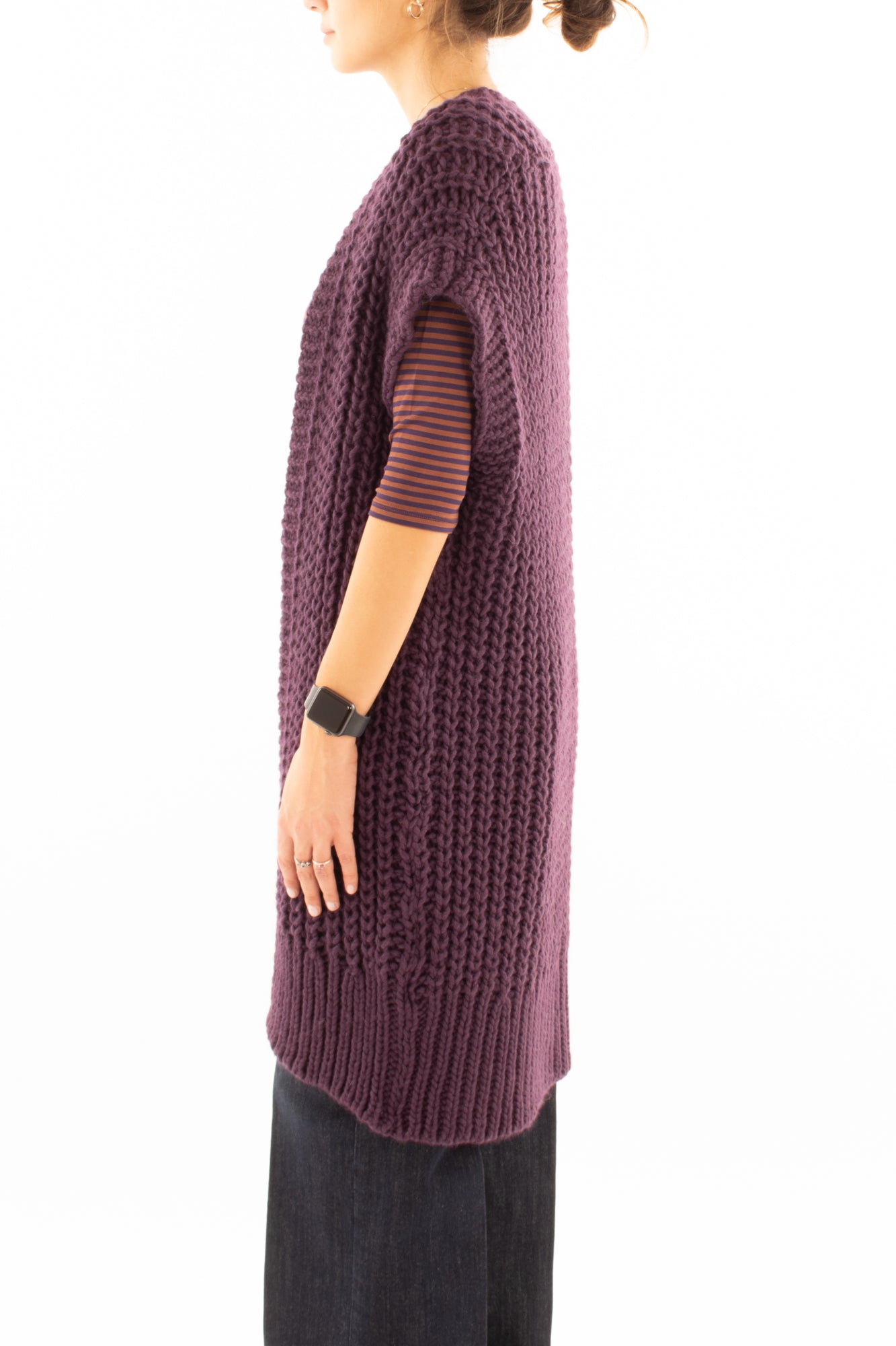 Cardigan lungo aperto Miamata - Viola