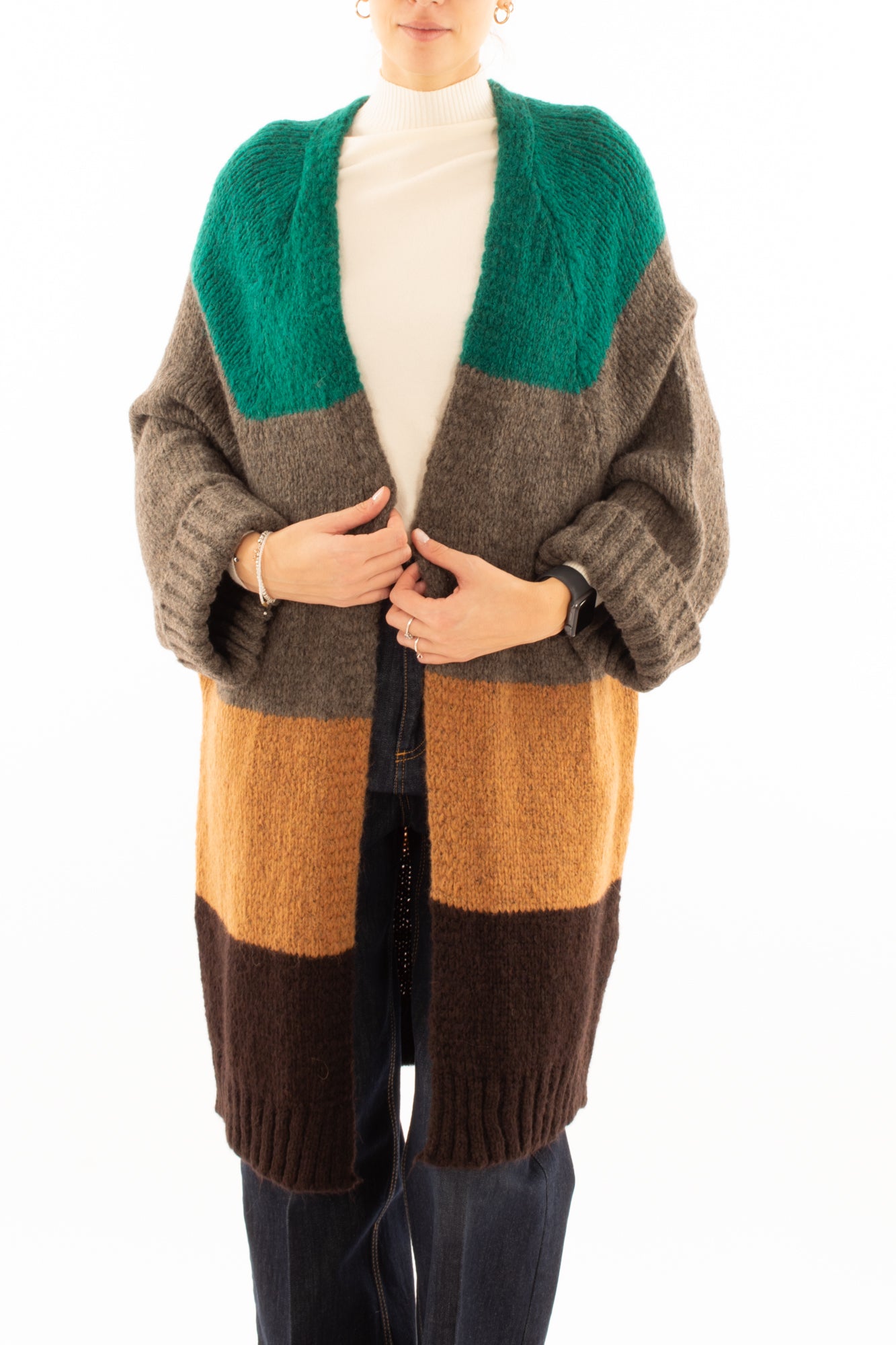 Cardigan lungo aperto Miamata - Grigio