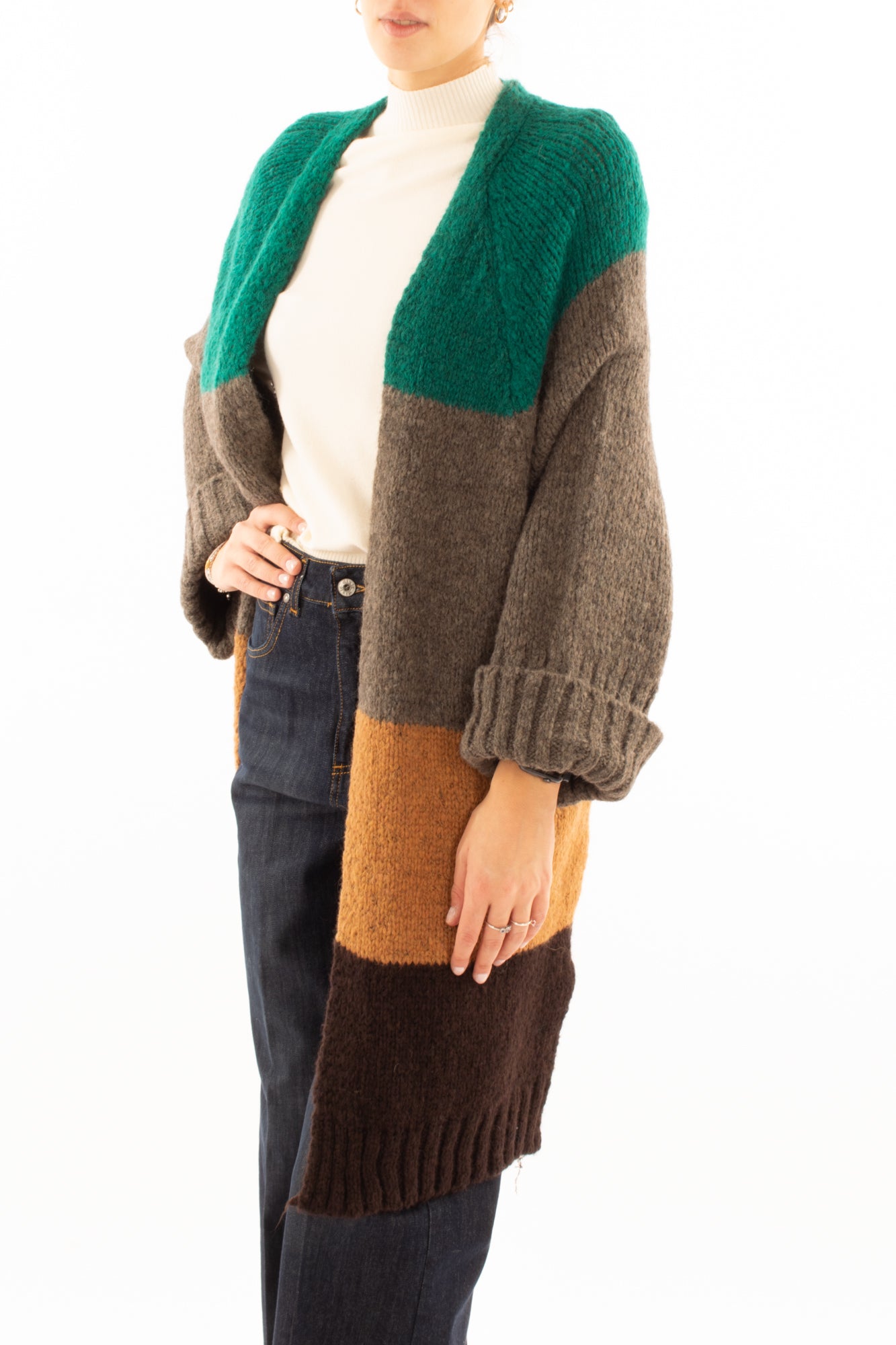 Cardigan lungo aperto Miamata - Grigio