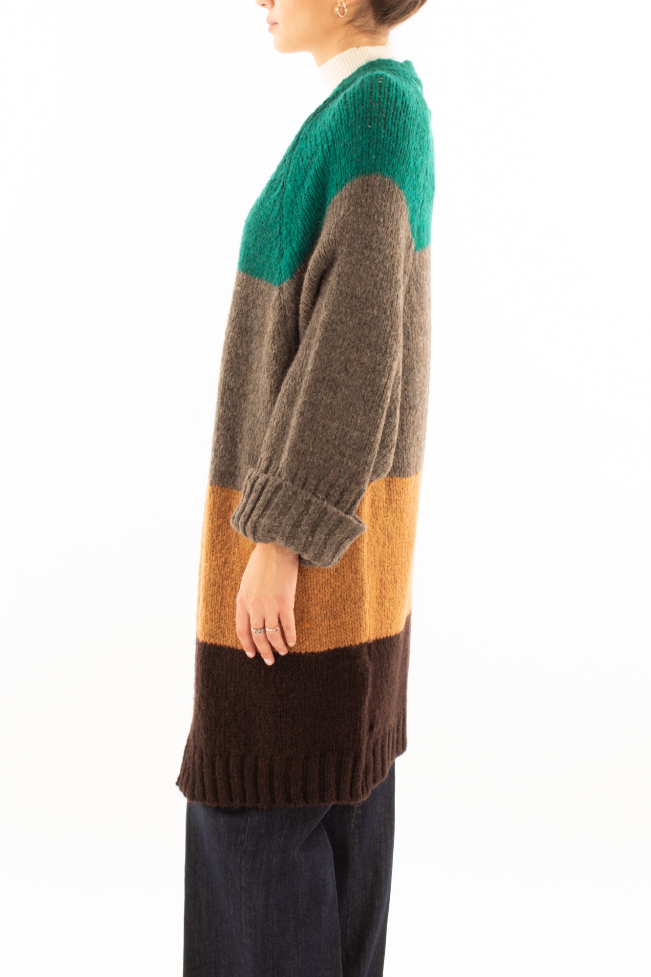 Cardigan lungo aperto Miamata - Grigio