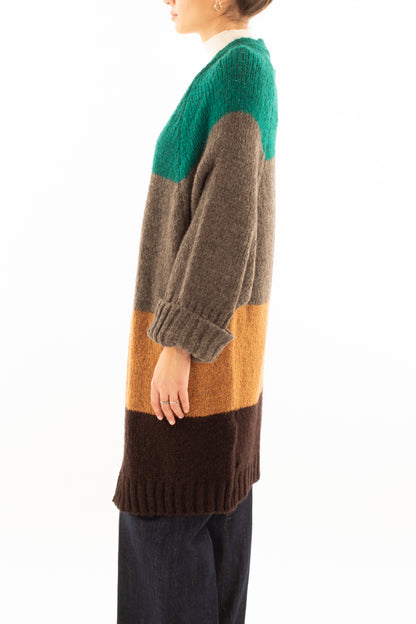 Cardigan lungo aperto Miamata - Grigio