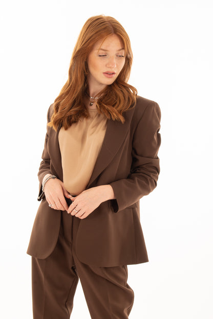 Blusa mezza manica corta in viscosa Miamata - Cammello