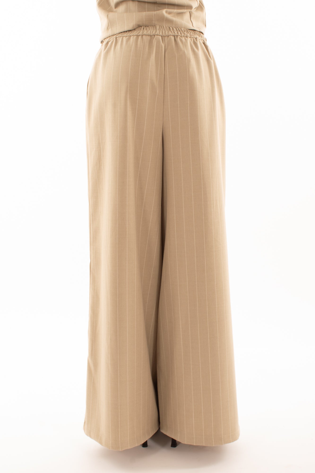 Pantalone palazzo gessato - beige