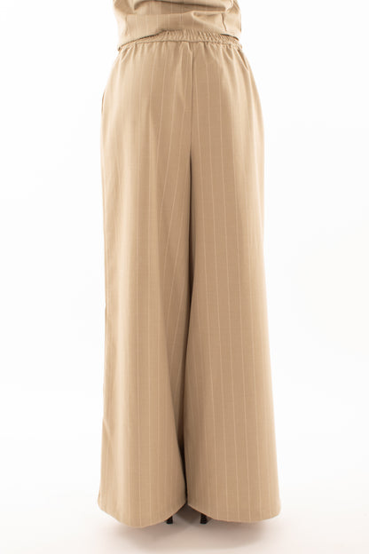 Pantalone palazzo gessato - beige