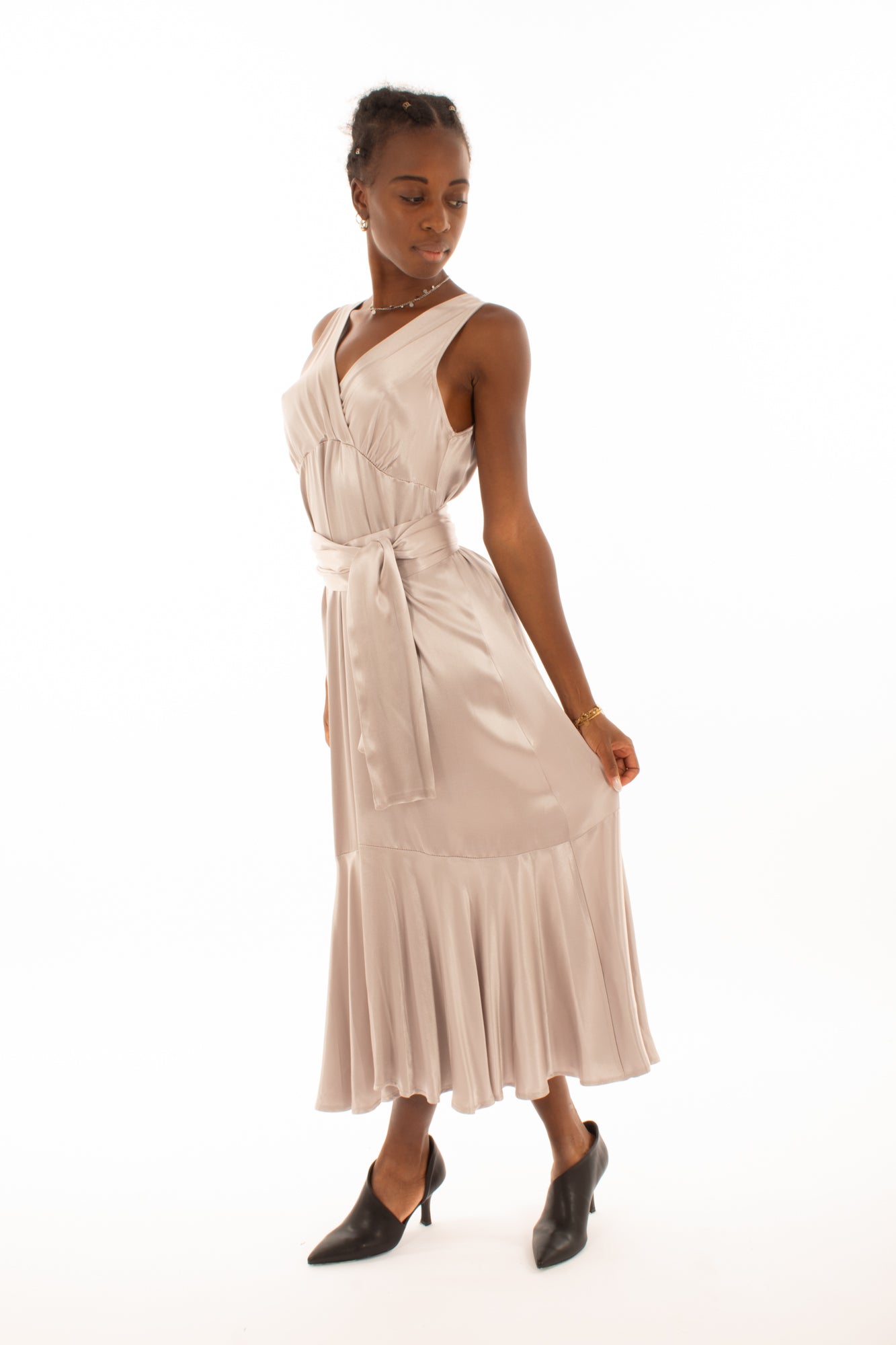 Abito incrocio Satin Miamata - Beige