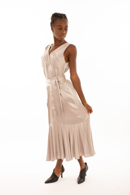Abito incrocio Satin Miamata - Beige