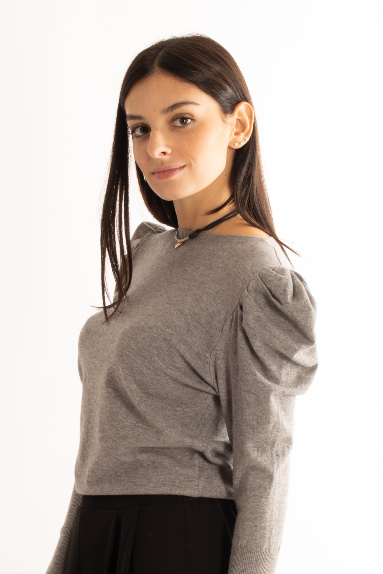 Maglione con manica a sbuffo Miamata - Grigio