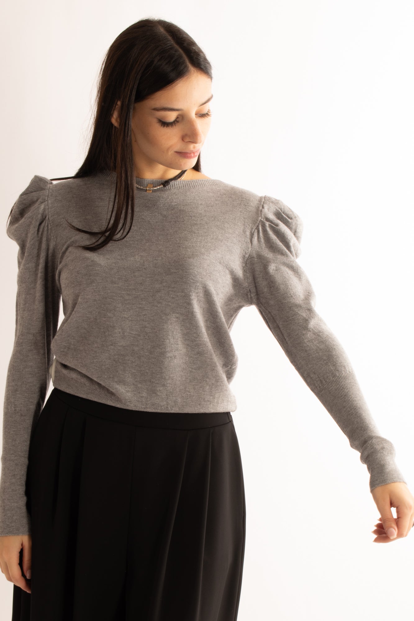 Maglione con manica a sbuffo Miamata - Grigio
