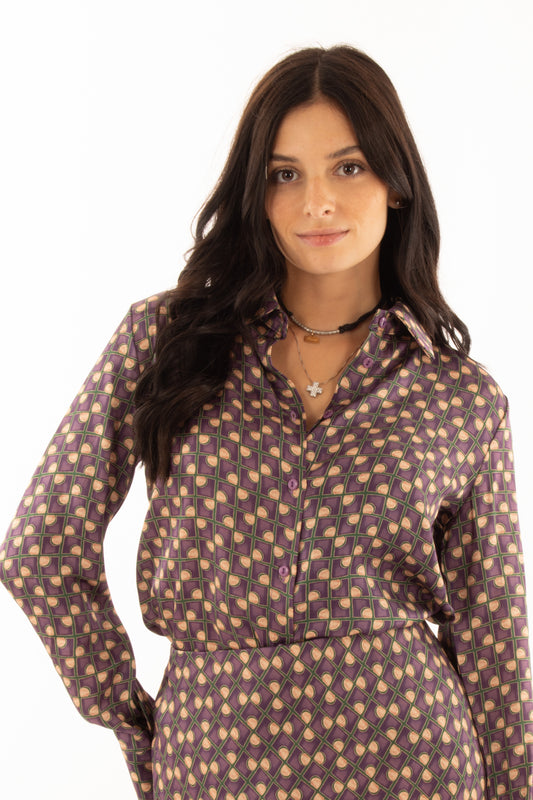 Camicia a fantasia in Viscosa Miamata - Viola
