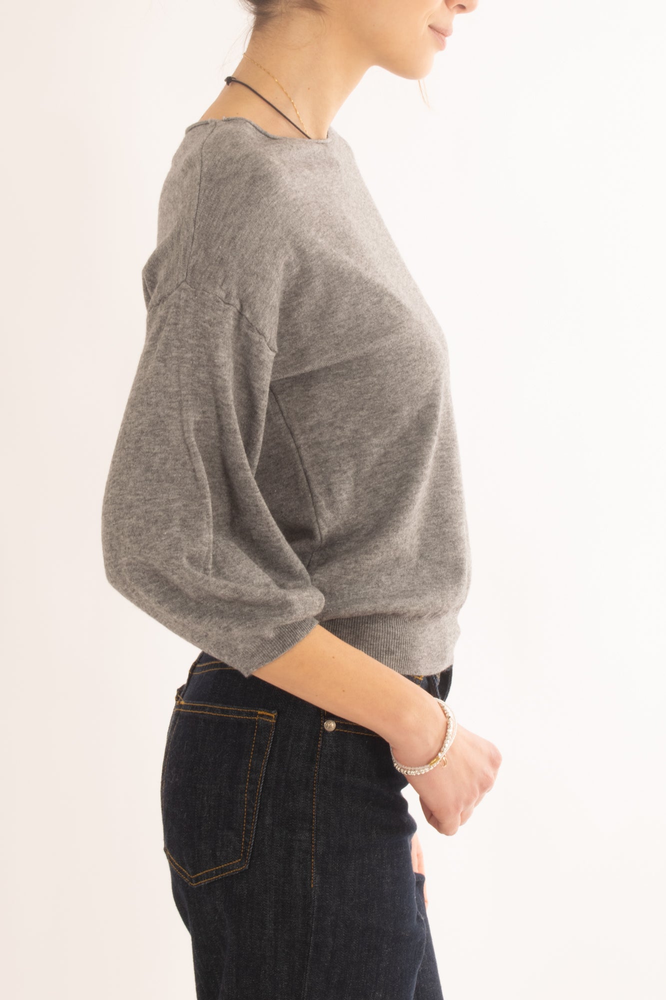 Maglia a barca manica a palloncino Miamata - Grigio