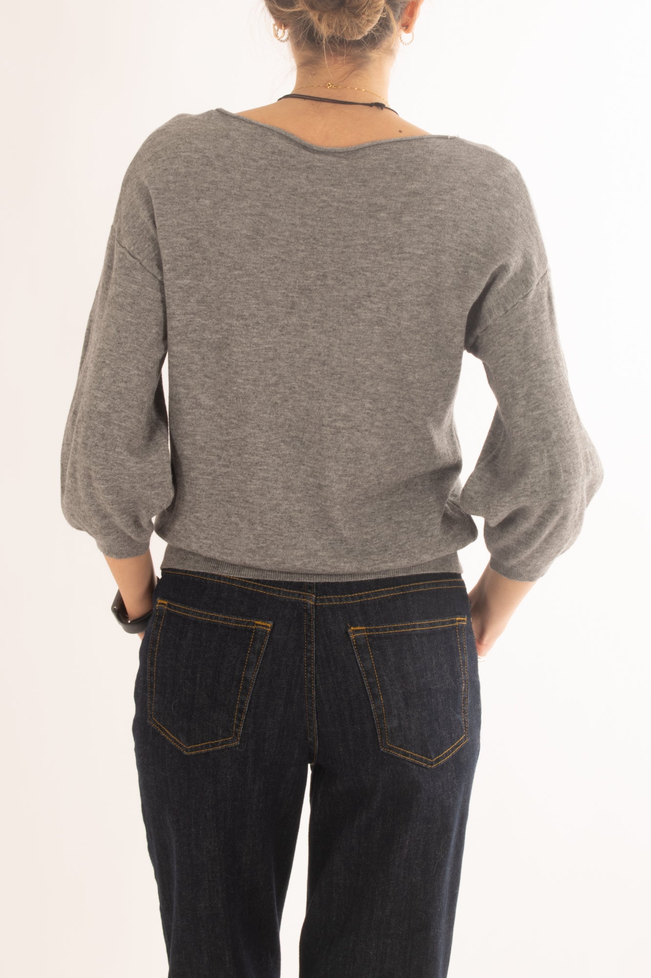 Maglia a barca manica a palloncino Miamata - Grigio