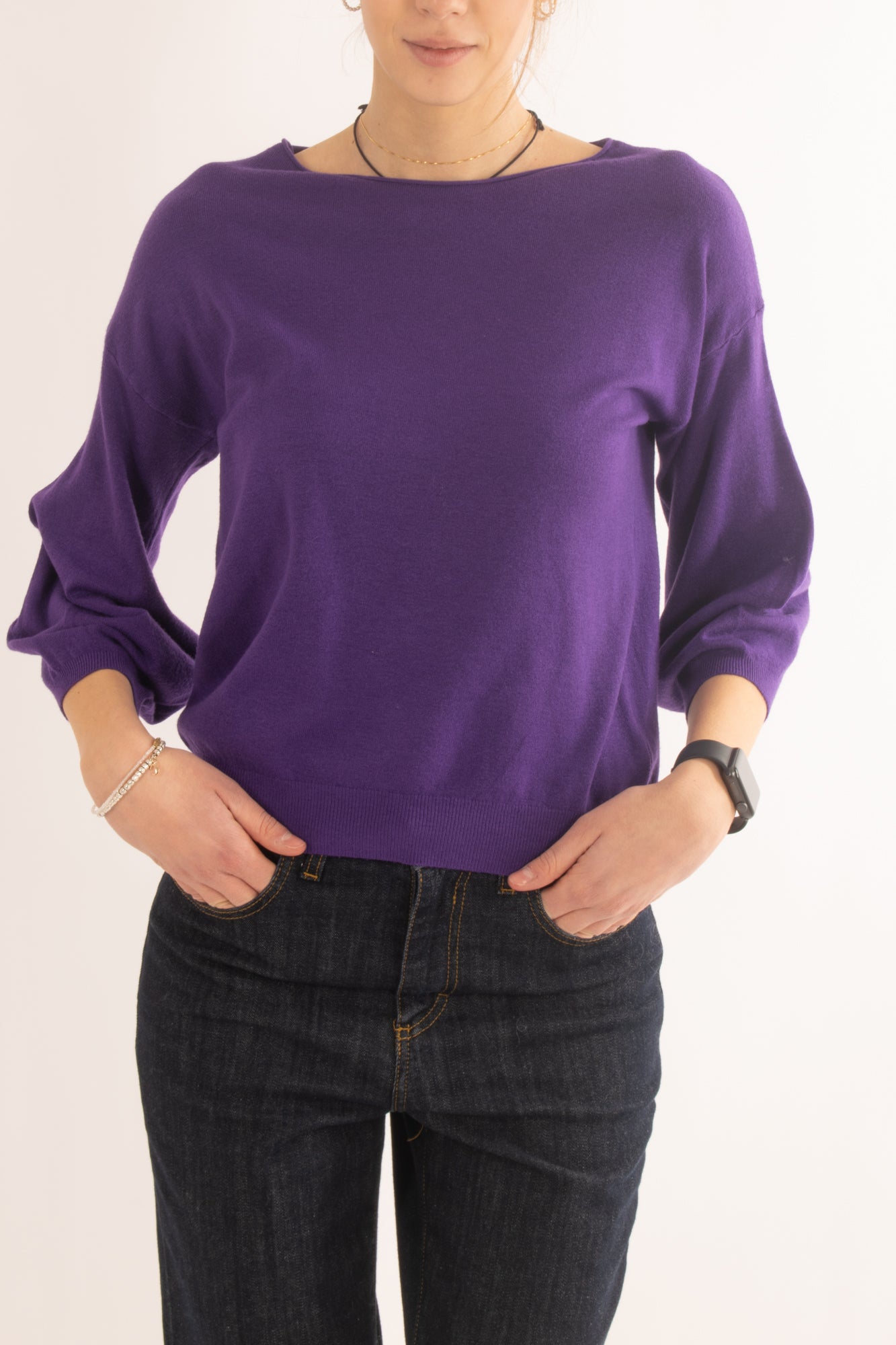 Maglia a barca manica a palloncino Miamata - Viola