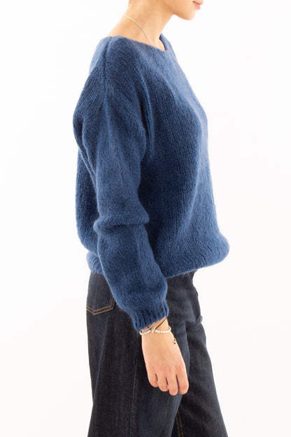 Maglione a barca misto mohair Miamata -blu