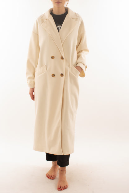 Cappotto lungo doppio petto Miamata - Burro