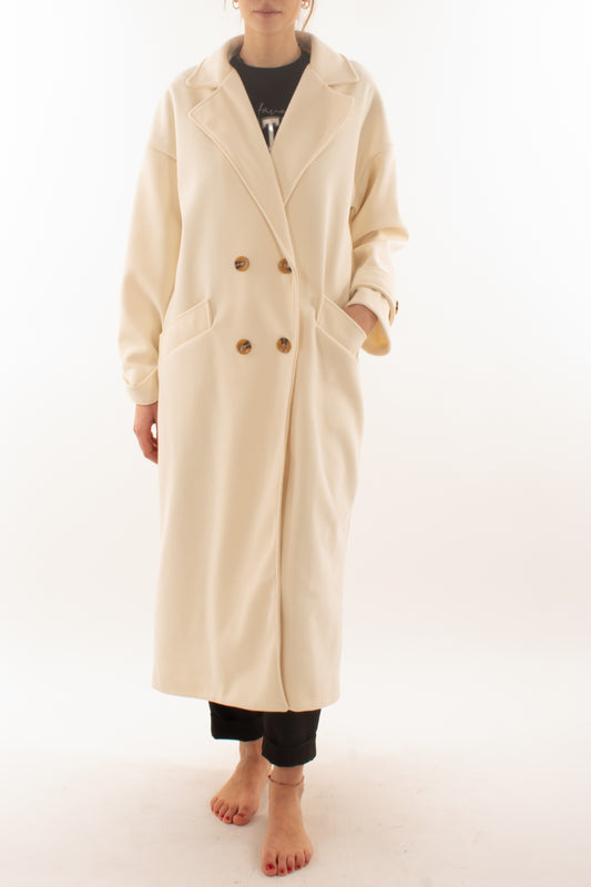 Cappotto lungo doppio petto Miamata - Burro