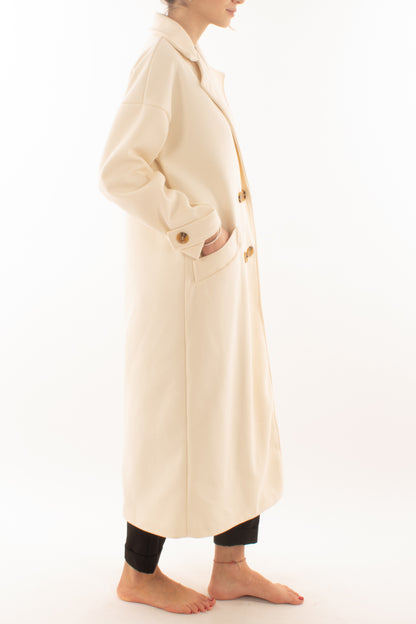 Cappotto lungo doppio petto Miamata - Burro