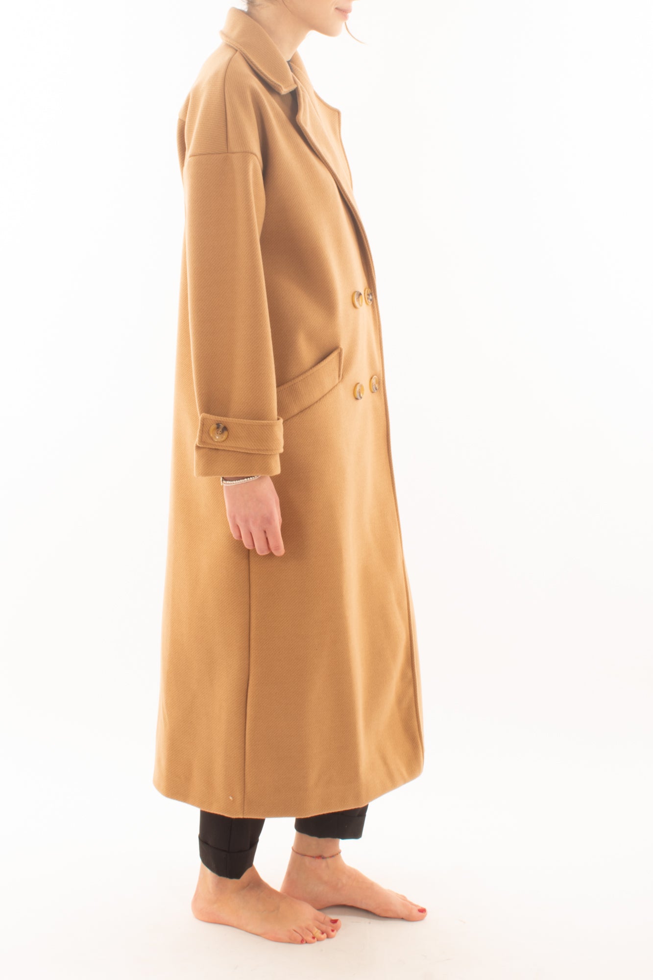 Cappotto lungo doppio petto Miamata - Cammello
