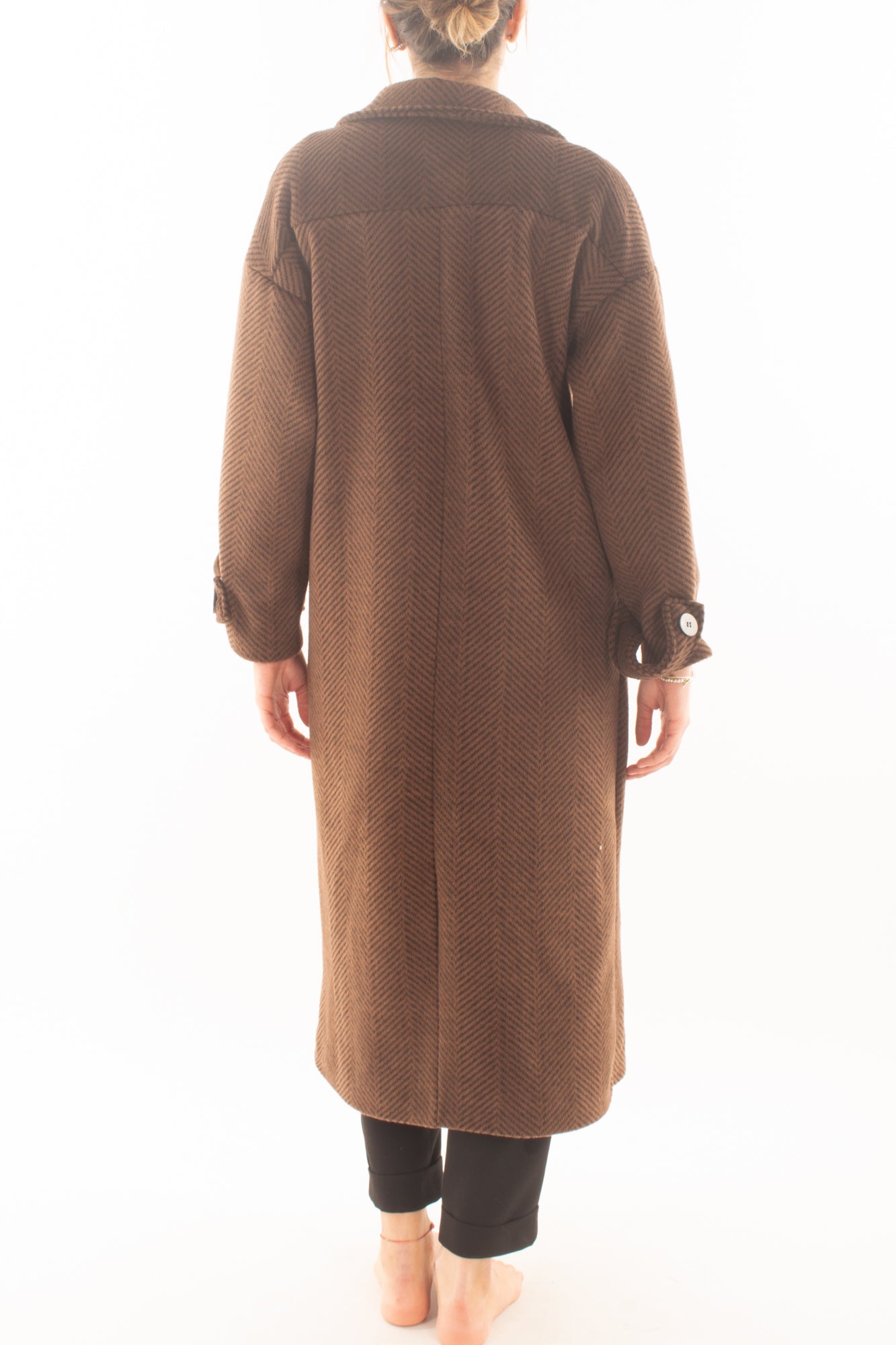 Cappotto spigato lungo doppiopetto Miamata _marrone