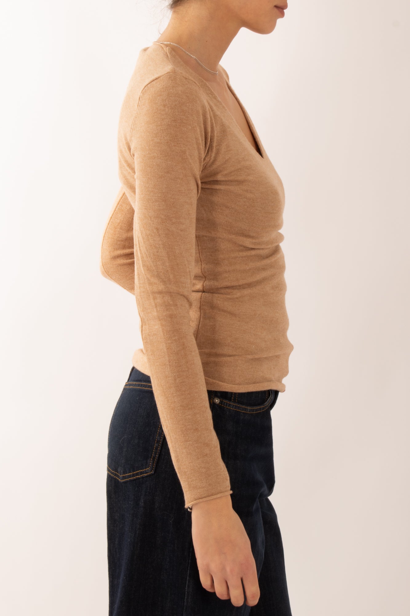 Maglia a v Miamata - Beige