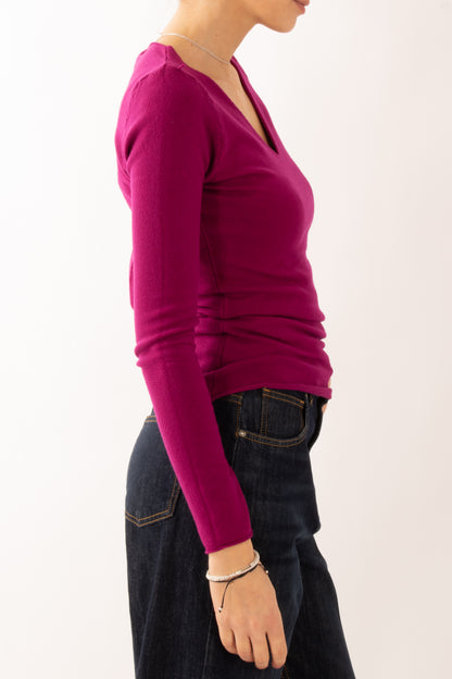 Maglia a v Miamata - Malva