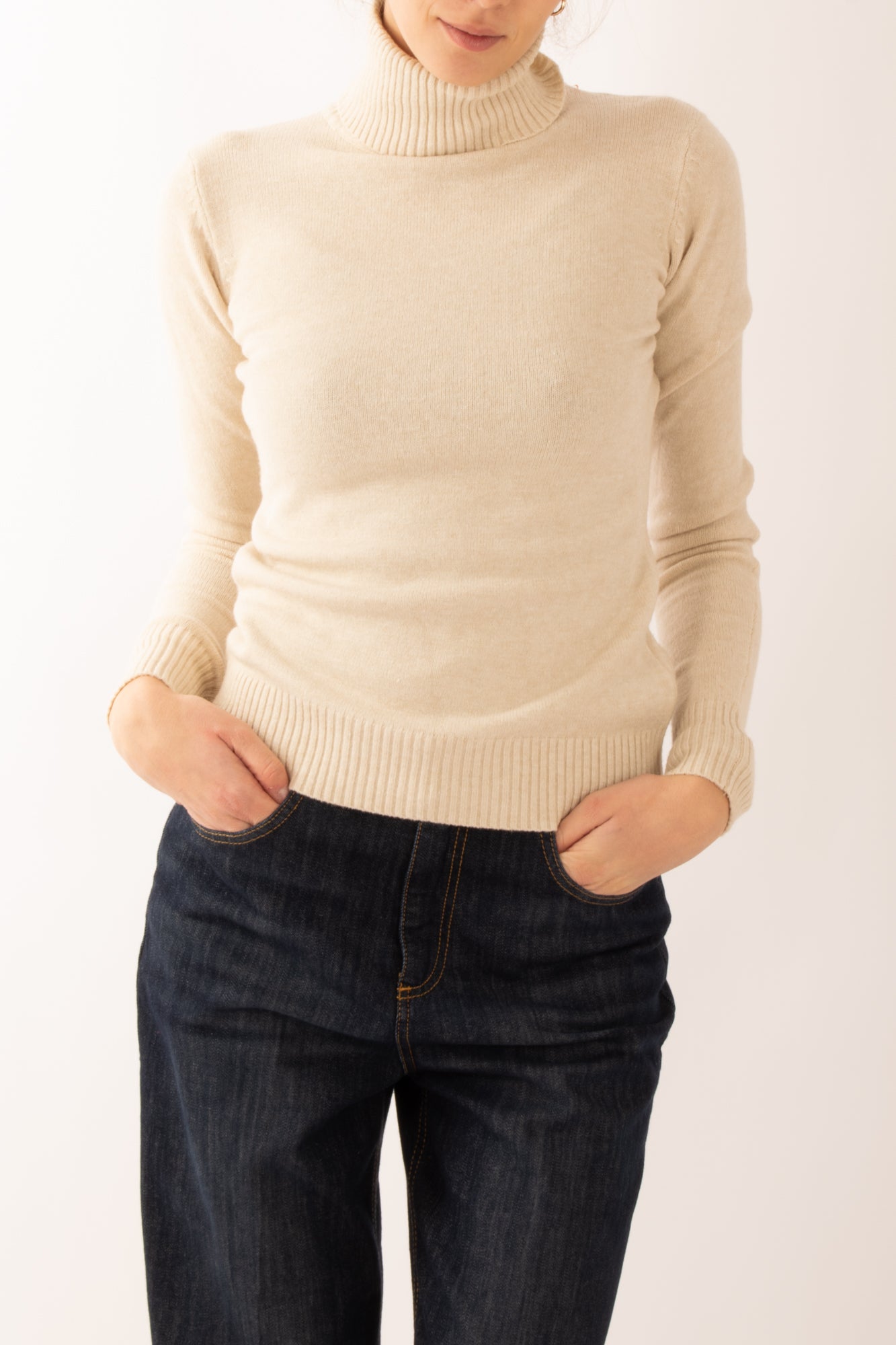 Maglione dolcevita Miamata - Burro