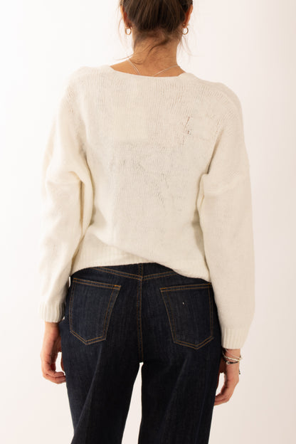 Cardigan con bottoni gioiello Miamata - Burro